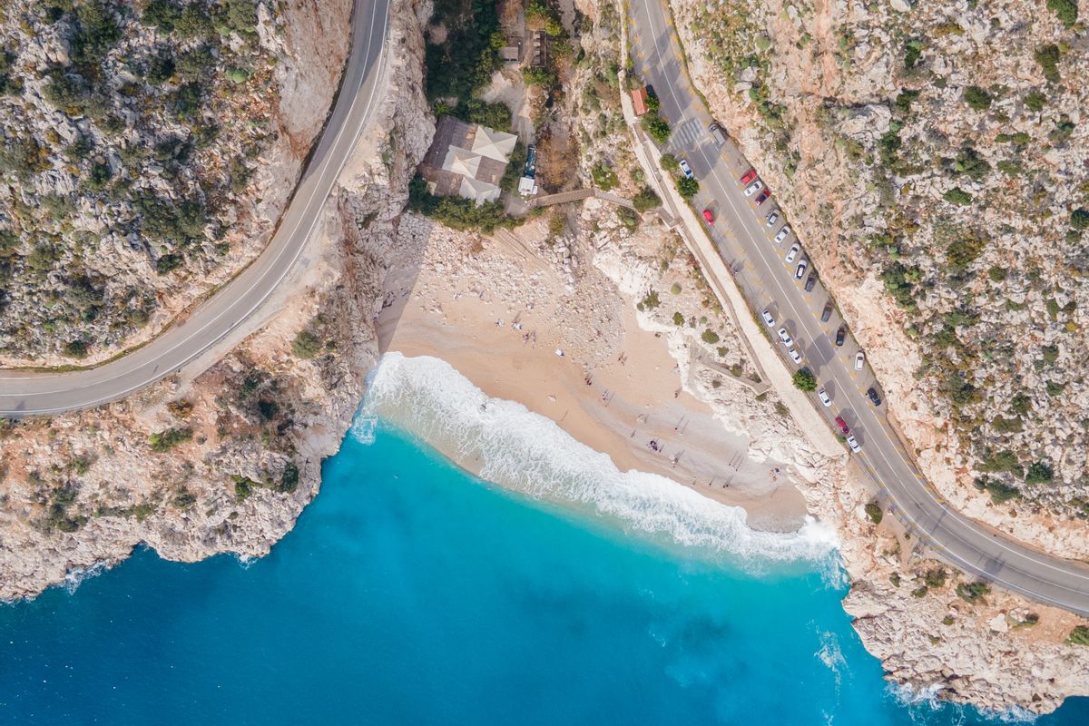 A coastal road winding along the Turkish Riviera