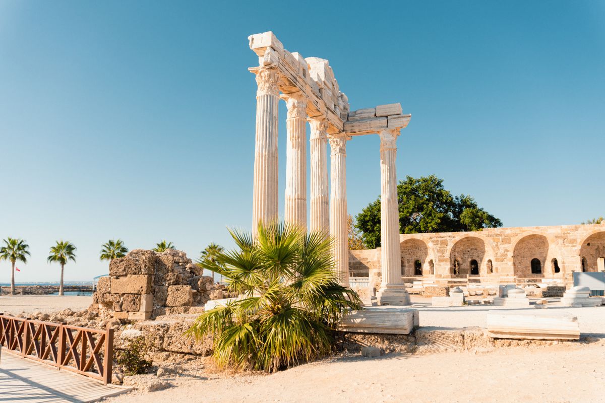 The seafront Temple of Apollo at Side on the Turkish coast